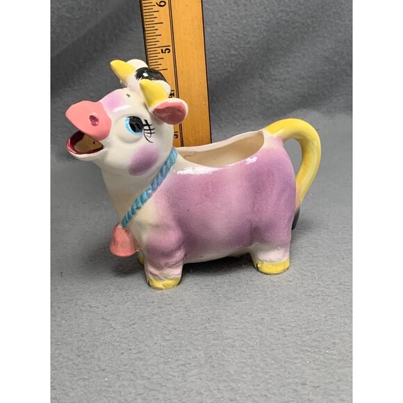 Vintage Cow Creamer Porcelain Figurine Kitchen Decor Pastel Colors - Picture 6 of 9